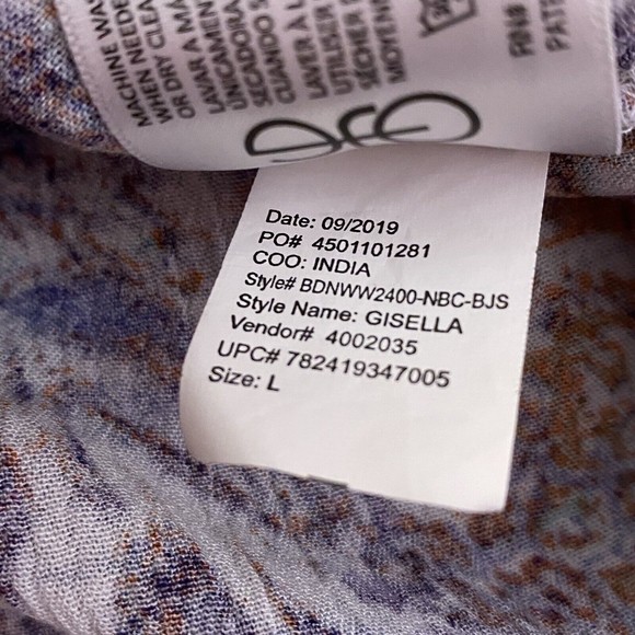 Nine West Jeans Gisella 3/4 Roll Sleeve Multicolor Viscose Hi/Lo Top Missy Sz L - Picture 7 of 11